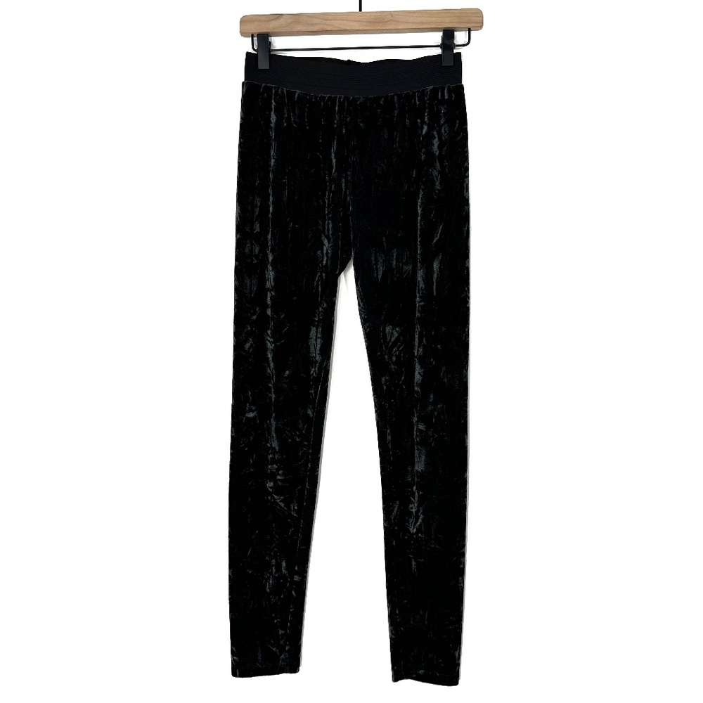 Bongo Women’s Size Medium Black Crushed Velour Stretch Pull On Casual Leggings